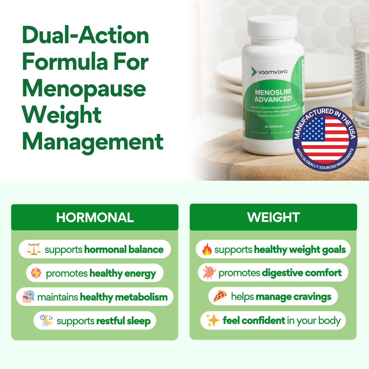 VoomVaya MenoSlim Advanced Menopause Weight Loss for Women – Menopause & Perimenopause Supplement for Women – Supports Healthy Metabolism & Overall Wellness – 60 Capsules VoomVayaBuy Supplements Australia