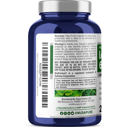 NusaPure Lemon Balm 30:1 Extract, 200 mg Equivalent to 6000mg Per Vegan Caps - 200 Count Non-GMO, Vegan Bioperine NusaPureBuy Supplements Australia