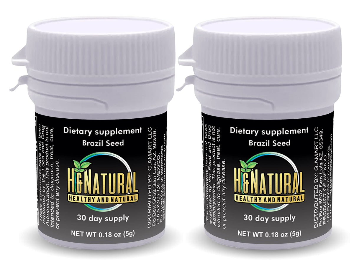 H&Natural 2 Pack! Brazil Seed Dietary Supplement 60 Pieces, Pure Natural Semilla de Brasil