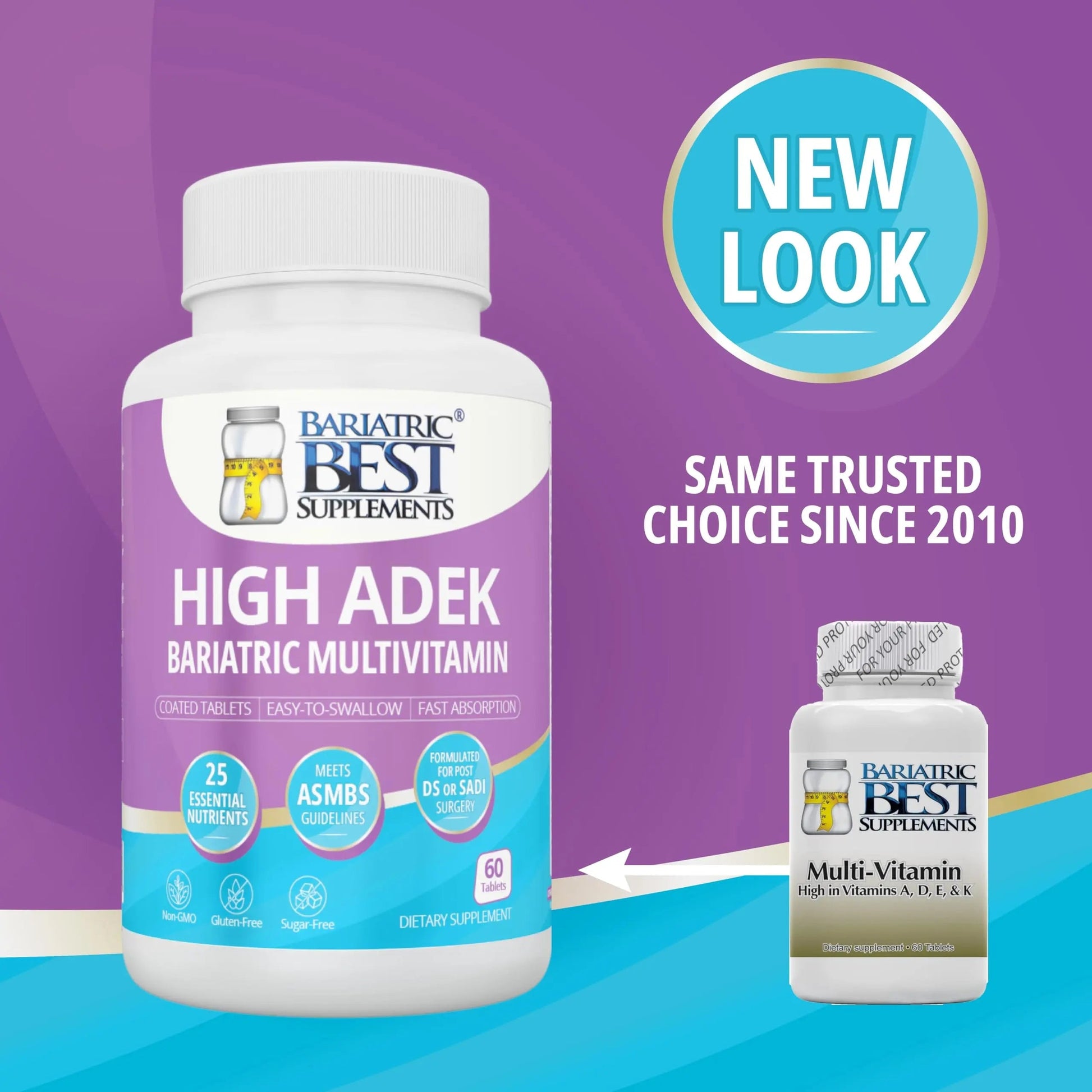 High A D E K Bariatric Multivitamin for Post DS/SADI Surgery, 25 Essential Nutrients for Post-Weight Loss Surgery, 60 Tablets Bariatric Best Supplements