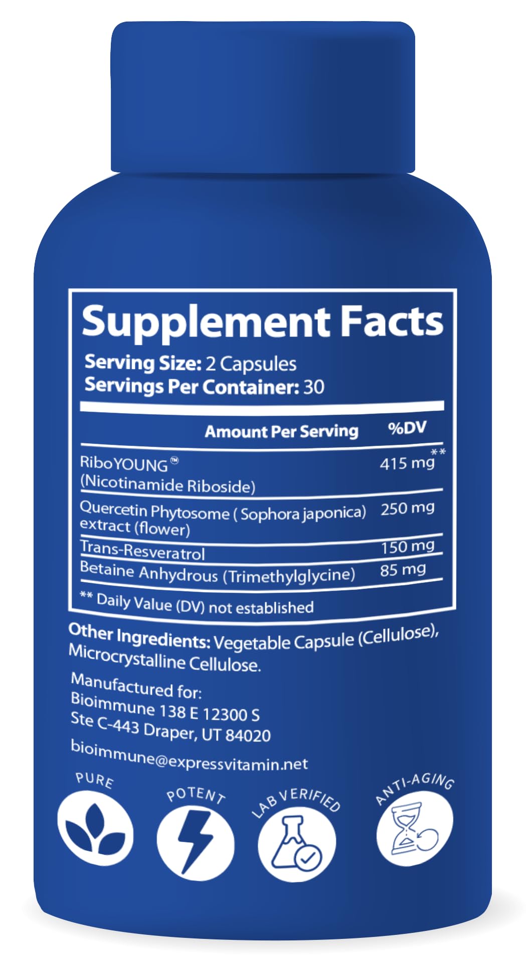 BioImmune NAD+ Supplement. Exclusive Formula w/Patent Pending RiboYOUNG™. Nicotinamide Riboside, Quercetin, Resveratrol, Betaine NRF2 Activator. Anti Aging True NAD Supplement BioImmuneBuy Supplements Australia