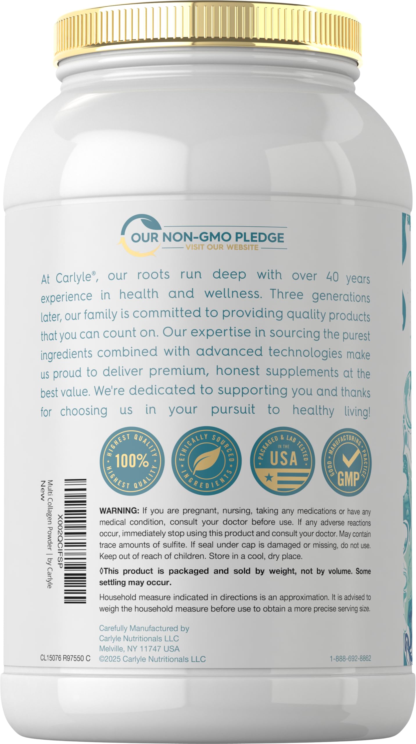 Carlyle Multi Collagen Peptides Powder 40 oz | Type I, II, III, V, X | Supplement Blend with Protein | Multi Food Sourced | Non-GMO, Gluten Free Carlyle buy supplements Au