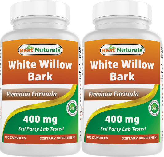 Best Naturals White Willow Bark 400 mg 180 Capsules (180 Count (Pack of 2)) Best NaturalsBuy Supplements Australia