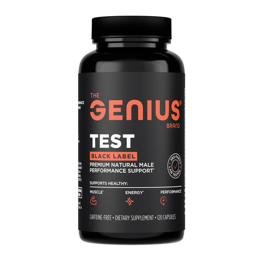 The Genius Brand Test Black Label - Testosterone Supplement for Men - Muscle Support, Energy & Performance Support - with D-Aspartic Acid, Magnesium, Korean Red Ginseng & Vitamins - 120 Capsules The Genius BrandBuy Supplements Australia