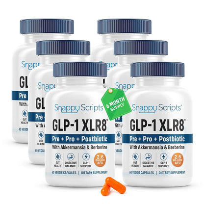 GLP-1 XLR8 Supplement for Weight Loss, Digestion, Constipation, Bloating Relief with Akkermansia 2.6 Billion AFU Live Prebiotic Probiotic Postbiotic Gut Health + Berberine for Women Men 360 Capsules Snappy ScriptsBuy Supplements Australia