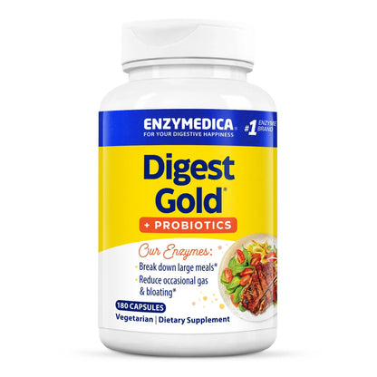 Enzymedica Digest Gold + Probiotics, 2-in-1 Digestive Enzymes & Probiotic Support, Promotes Gut Health with 1 Billion Active Cultures, 180 Capsules Enzymedica buy supplements Au