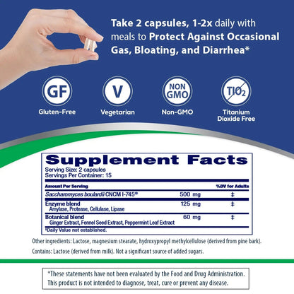 Florastor Advanced Gas and Bloat Probiotic, Digestive Enzymes and Botanicals, Plus Probiotics for Digestive Health, 30 Capsules FlorastorBuy Supplements Australia