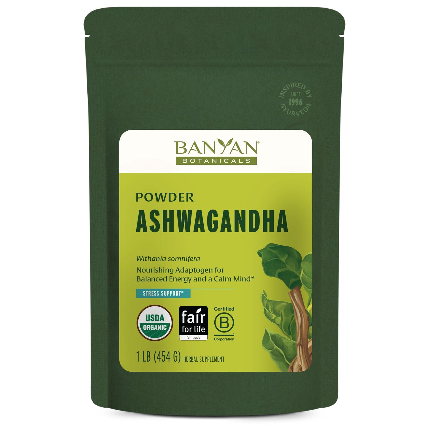 Banyan Botanicals Organic Ashwagandha Root Powder–1lb Bulk (504 Servings)Natural Cortisol Manager & Adrenal Support–Stress Relief, Better Sleep & Energy–Adaptogen for Smoothies & Moon Milk–Vegan,FFL* Banyan BotanicalsBuy Supplements Australia