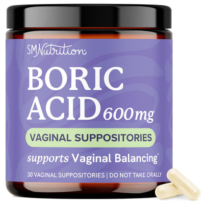 Boric Acid Suppositories for Women 600mg | pH Balance, Vaginal Odor & Itching | Feminine Hygiene & Intimate Health Support | Boric Acid for Women Vaginal Suppositories | Unscented, Vegan | 30 Ct SMNutritionBuy Supplements Australia
