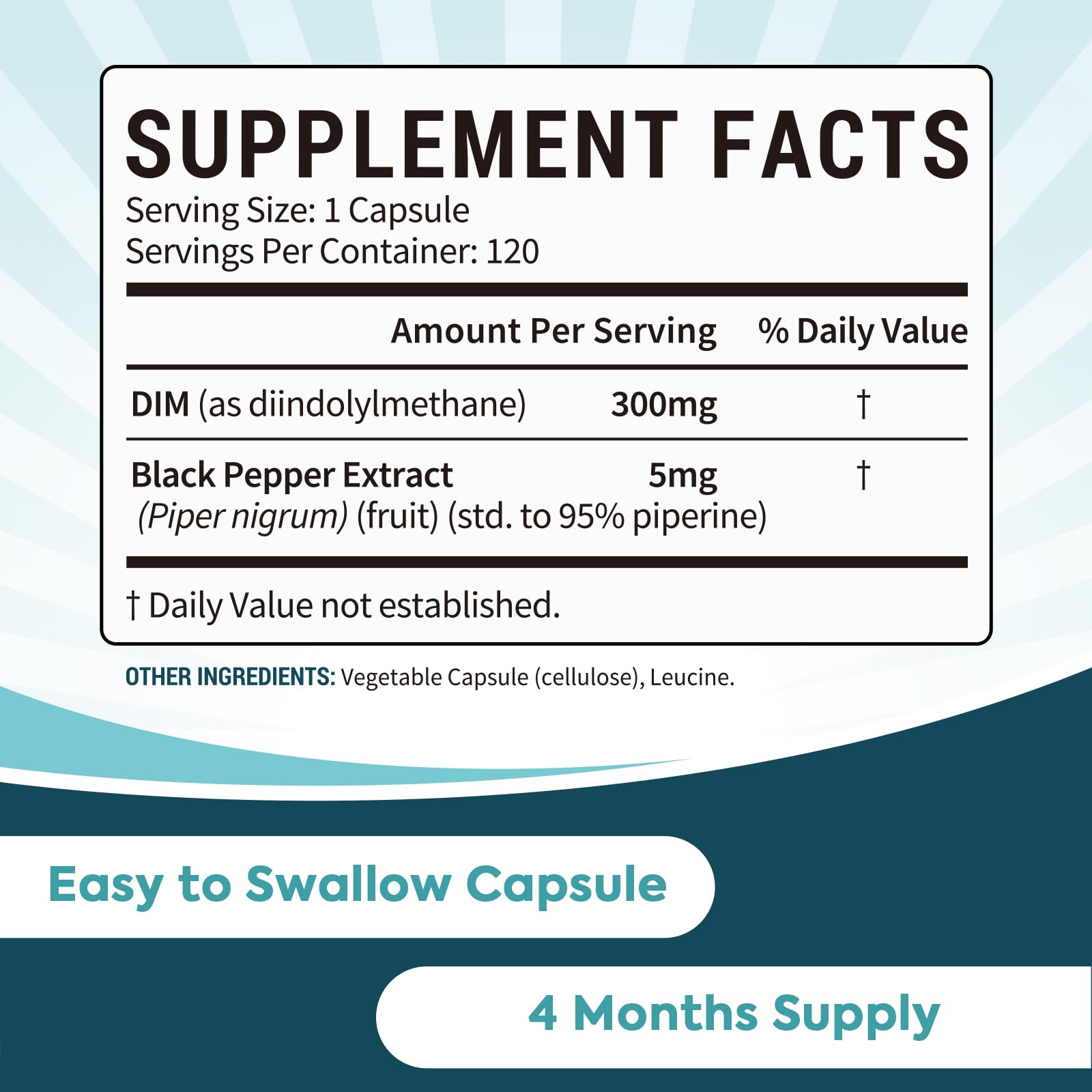 Surebounty DIM Supplement 300mg for Women & Men, Estrogen Balance & Metabolism, Hormone Balance, Menopause Support, Energy Maintainence, High Absorption with Black Pepper Extract, 120 Caps SurebountyBuy Supplements Australia