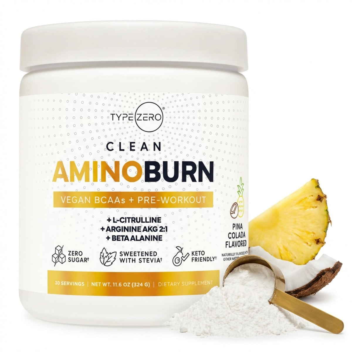 Type Zero Amino Burn Vegan BCAAs + Pre-Workout (Pina Colada Flavored) Type ZeroBuy Supplements Australia