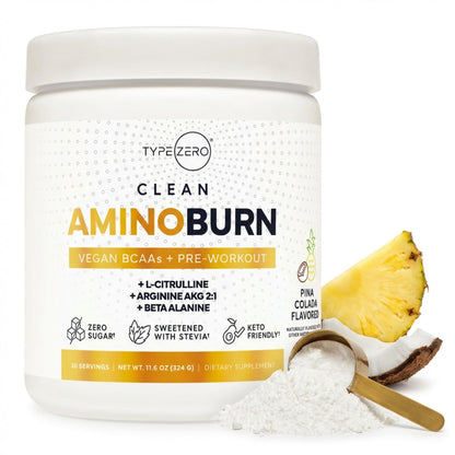 Type Zero Amino Burn Vegan BCAAs + Pre-Workout (Pina Colada Flavored) Type ZeroBuy Supplements Australia