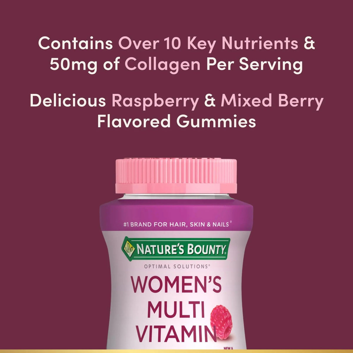 Nature's Bounty Optimal Solutions, Women's Multivitamin Gummies for Immune Support, Cellular Energy Support, Bone Health Nature's Bounty