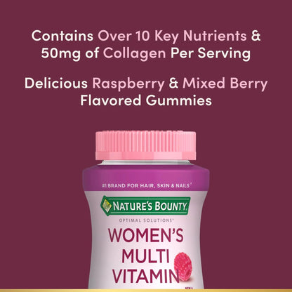 Nature's Bounty Optimal Solutions, Women's Multivitamin Gummies for Immune Support, Cellular Energy Support, Bone Health Nature's Bounty