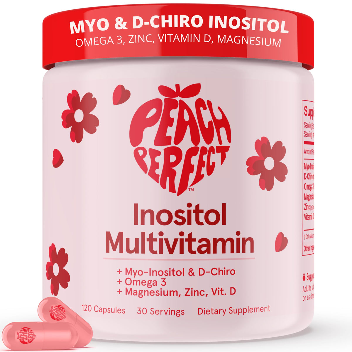 Peach Perfect Inositol Multivitamin – Myo-Inositol & D-Chiro 40:1 Blend, Omega-3, Vitamin D3, Magnesium, Zinc – Supports Women’s Health, Mood, Energy, Supplement – 30 SVG Peach PerfectBuy Supplements Australia