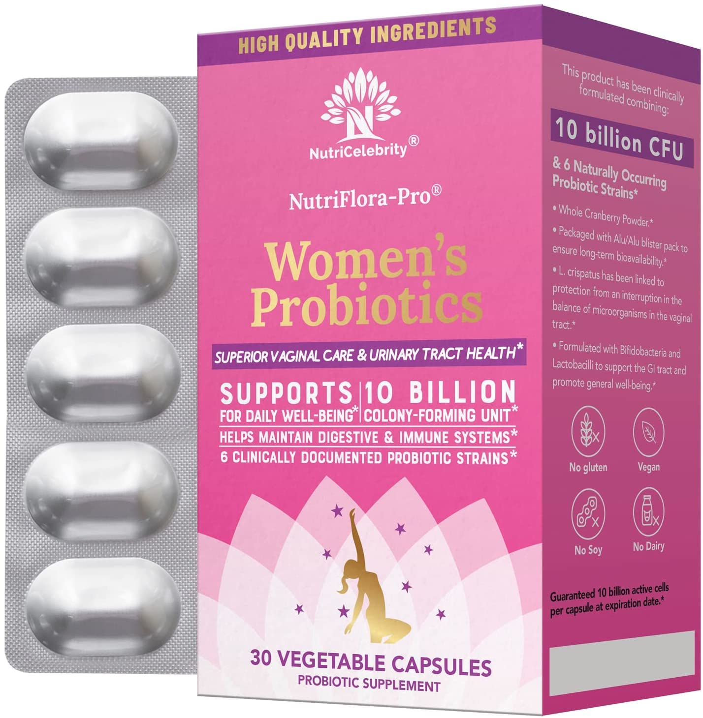 NutriCelebrity NutriFlora-Pro Probiotics for Women, Vaginal, Urinary Health, Immune System Digestive NutricelebrityBuy Supplements Australia