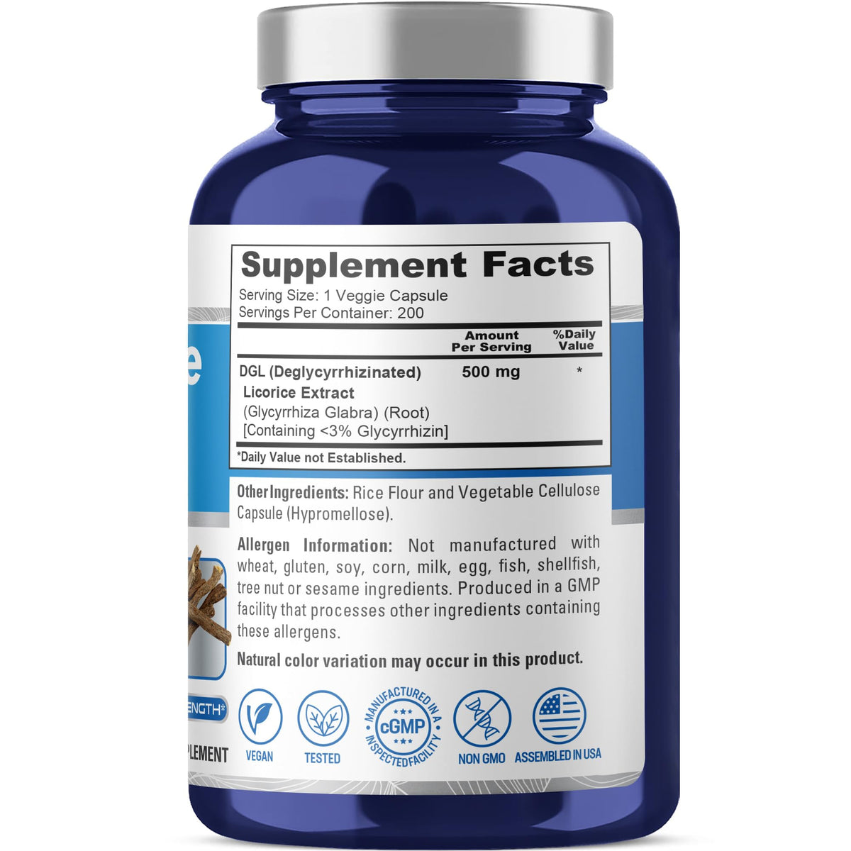 NusaPure DGL Licorice Extract 500 mg 200 Veggie Capsules (Vegan,Non-GMO) NusaPureBuy Supplements Australia