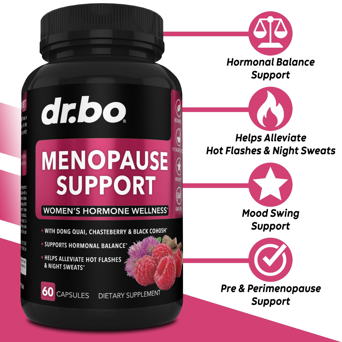 Menopause Supplements for Women Support Pills - Natural Menopause Relief for Hot Flashes, Night Sweats & Mood Swings with Dong Quai, Chasteberry & Black Cohosh - Hormone Balance for Women Supplement DR. BOBuy Supplements Australia