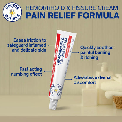Doctor Butler's Hemorrhoid & Fissure Cream – Instant Pain Relief Hemorrhoid Treatment with Lidocaine, Fast Acting Hemorrhoid Cream for Relief from External Itching and Burning (1 oz.) Doctor Butler'sBuy Supplements Australia