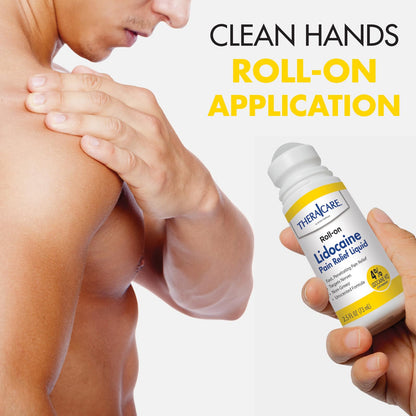 TheraCare 4% Lidocaine Roll-On | OTC Strength | Pain Relief Liquid | 2.5 oz. 73 mL | Non-Greasy, Unscented Formula | Topical Anesthetic Thera CareBuy Supplements Australia