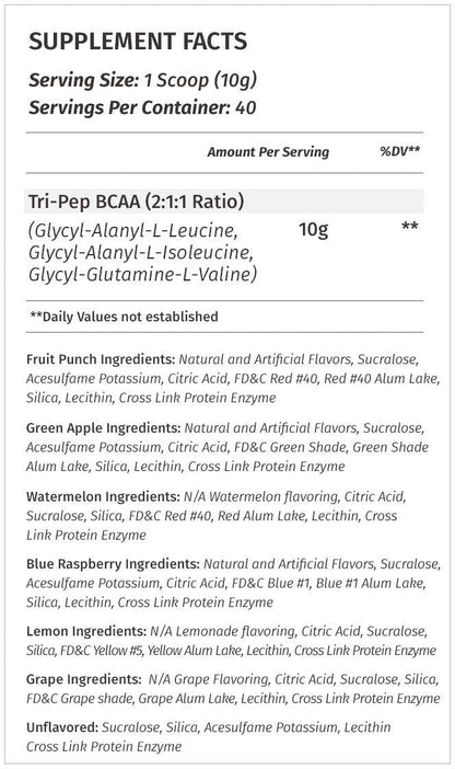 Metabolic Nutrition - TRIPEP - Tri-Peptide Branch Chain Amino Acid, BCAA Powder Metabolic NutritionBuy Supplements Australia