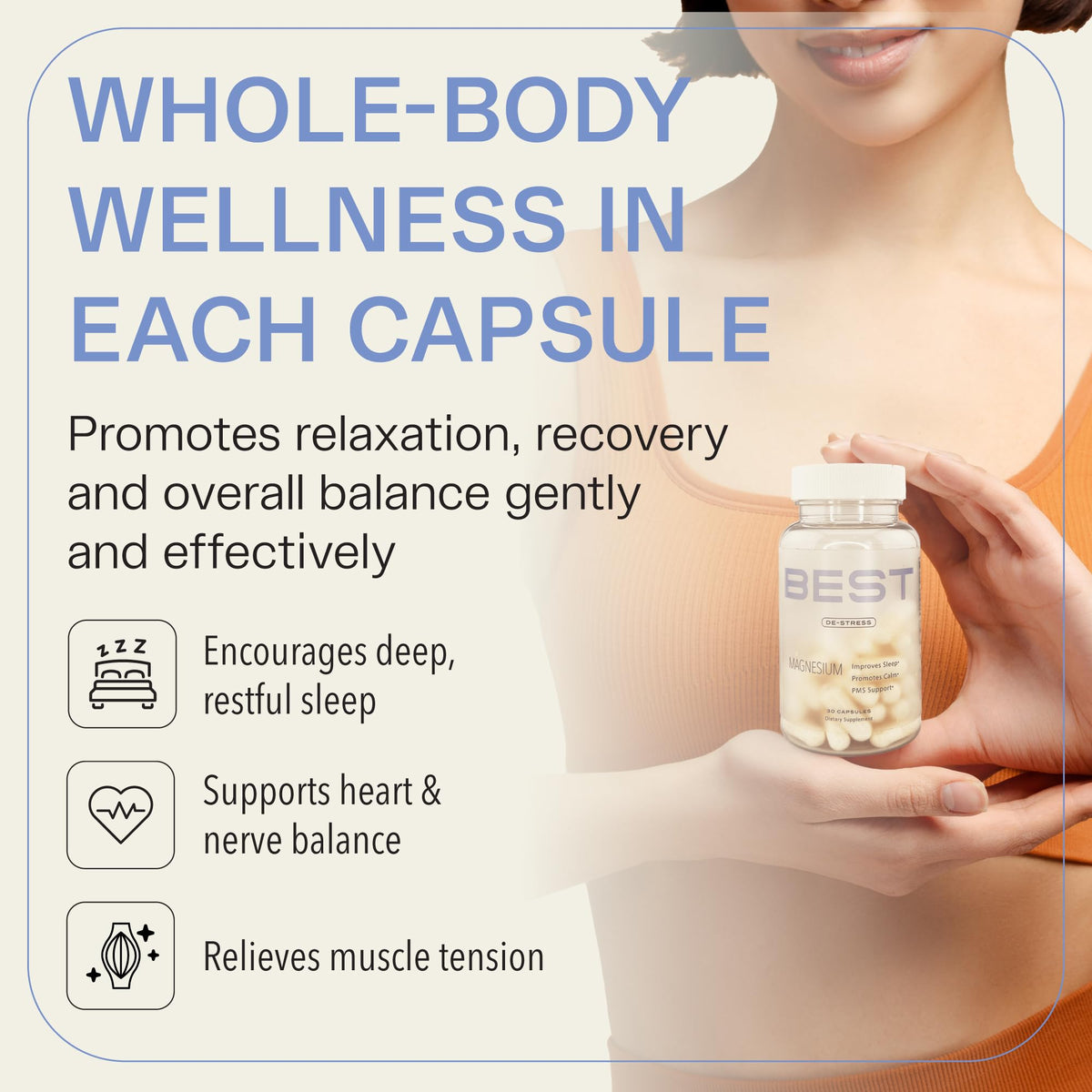 BEST Magnesium Glycinate Supplement for Women - High Absorption, Breakthrough for Sleep, Stress - Menopause Symptoms, Magnesium for Women Over 40 - Gentle on Stomach, Non-GMO, Vegan - 30 Day Supply BEST SupplementsBuy Supplements Australia