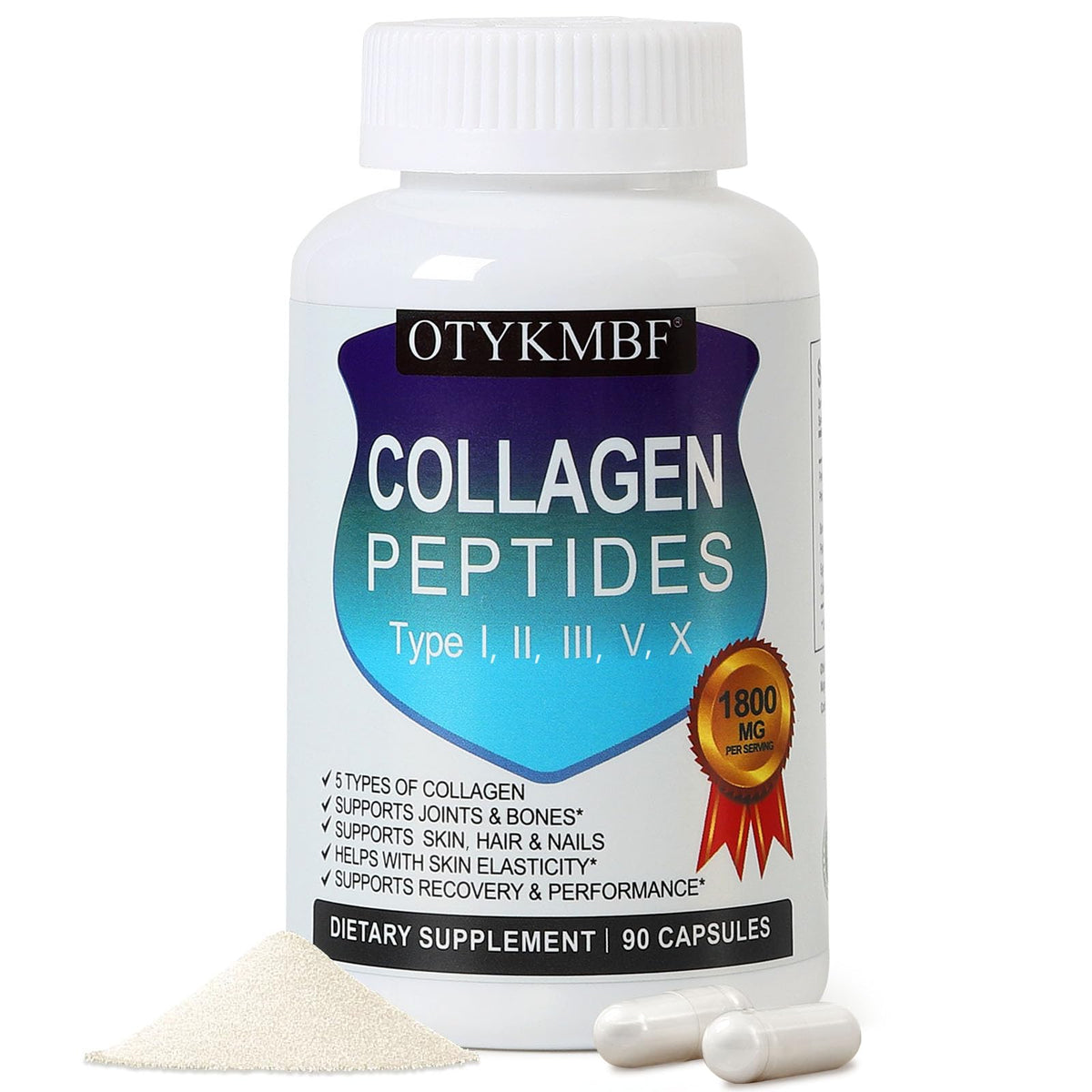 OTYKMBF Multi Collagen Peptides Pills 1800mg, Type I, II, III, V, X - Hydrolyzed Premium Collagen Complex Supports Skin, Joints, Hair & Nails, Hydrolyzed Protein for Women Men, 90 Capsules OTYKMBFBuy Supplements Australia