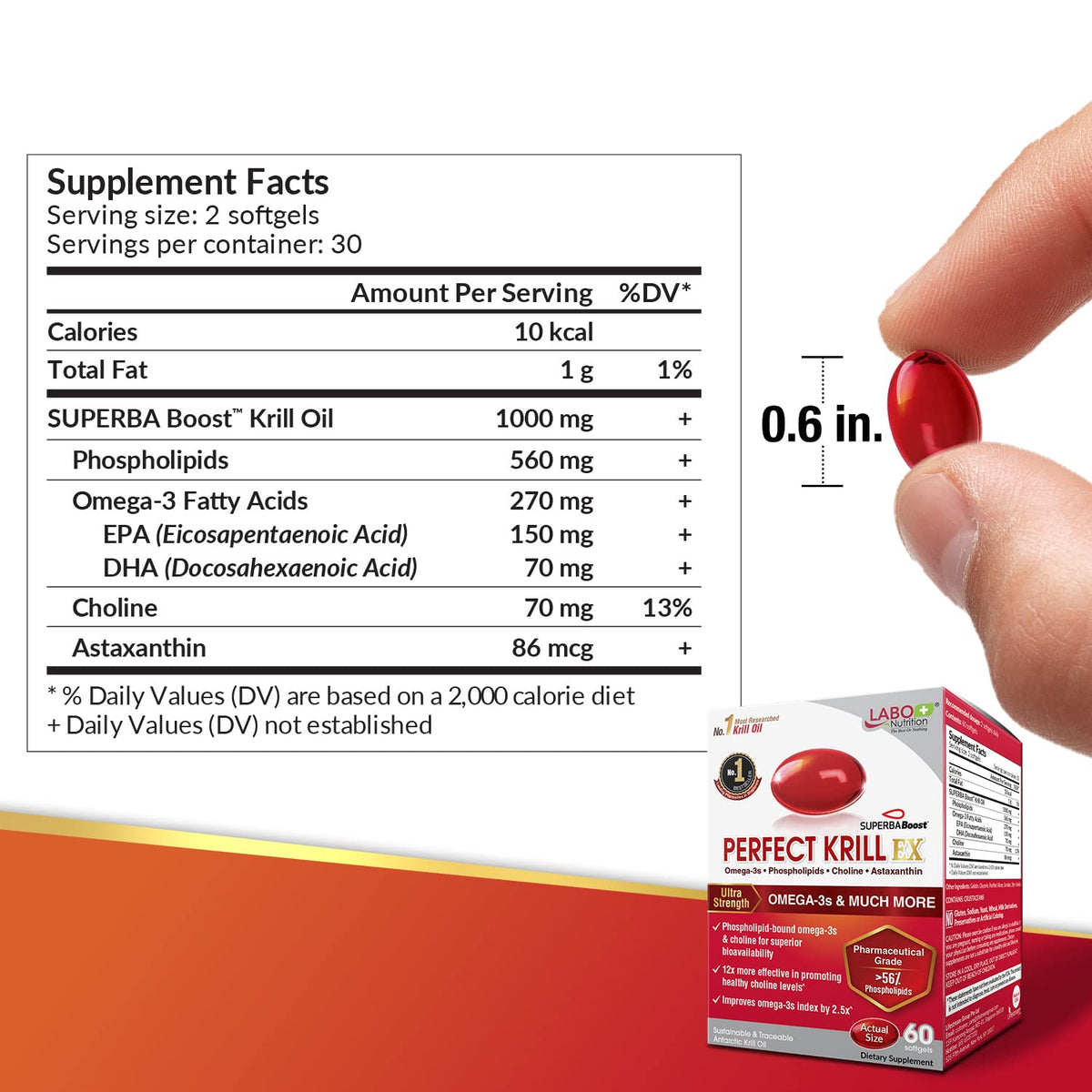 LABO Nutrition Perfect Krill EX, The Purest Ultra Strength Antarctic Krill Oil, Highest Phosph LABO NutritionBuy Supplements Australia