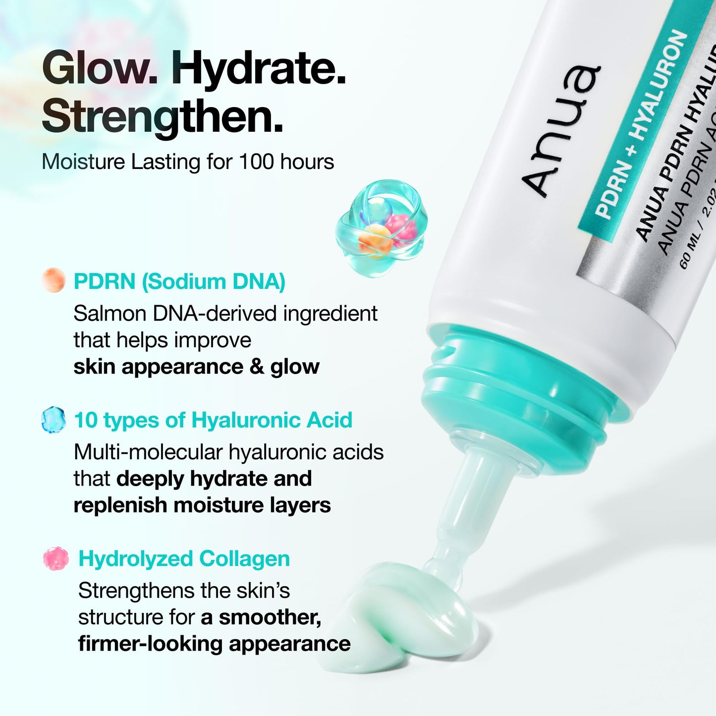Anua PDRN Hyaluronic Acid 100 Moisturizing Cream, Lightweight, Non-Greasy Hydrating Face Moisturizer with Salmon DNA