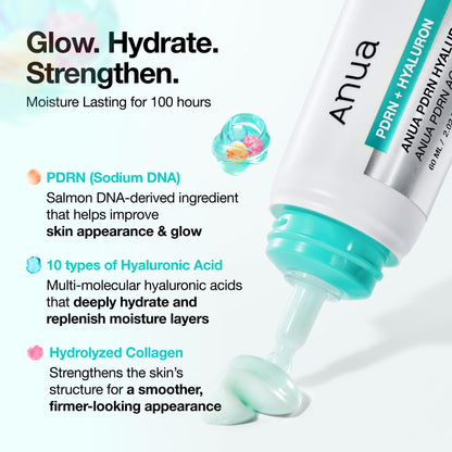 Anua PDRN Hyaluronic Acid 100 Moisturizing Cream, Lightweight, Non-Greasy Hydrating Face Moisturizer with Salmon DNA