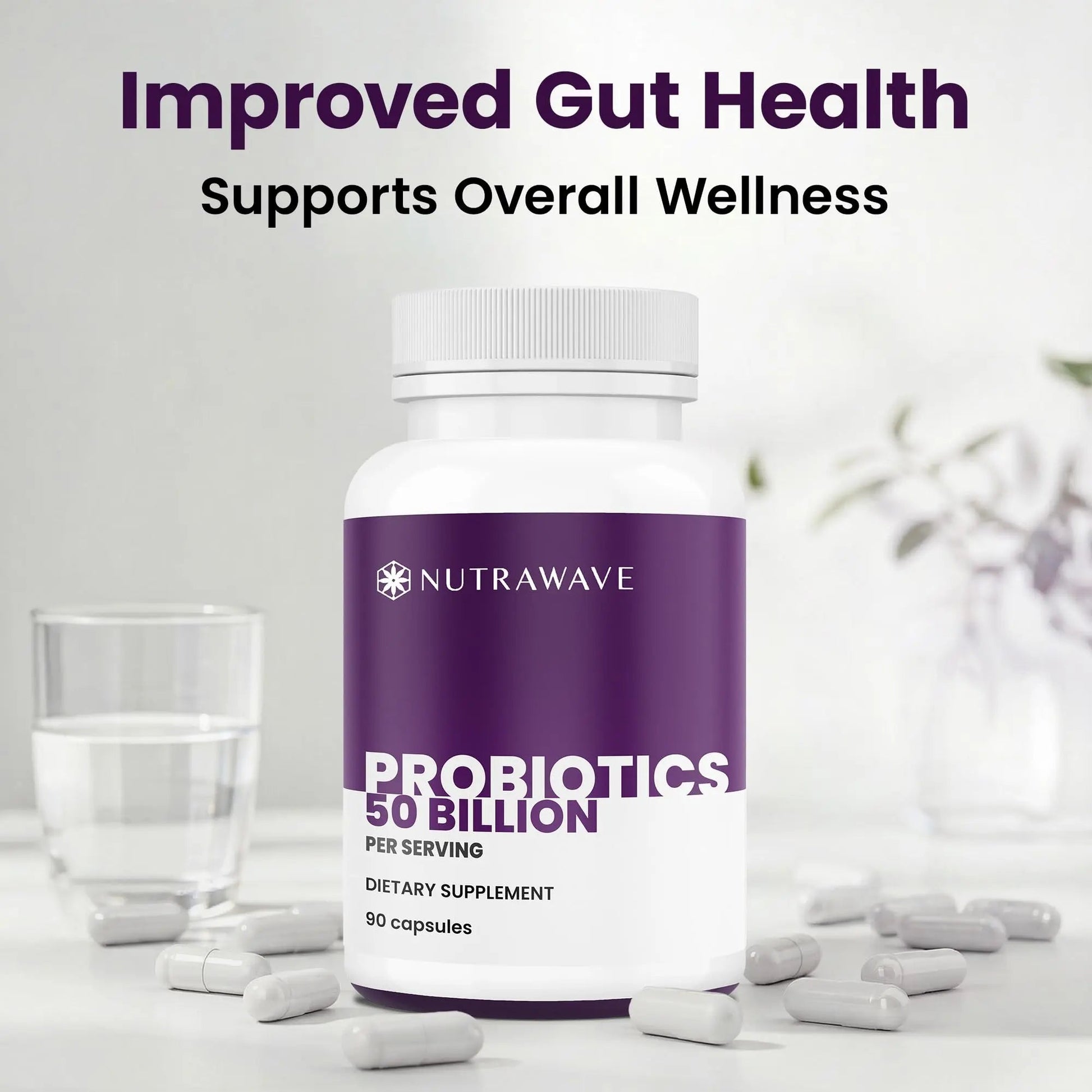 Nutrawave 50 Billion Probiotics for Women & Men, 15 Strains Active Culture. Relieves Bloating & Constipation, Improved Digestion & Gut Health Supplement, Vegan. 60 Powerful Small Capsules. Nutra WaveBuy Supplements Australia