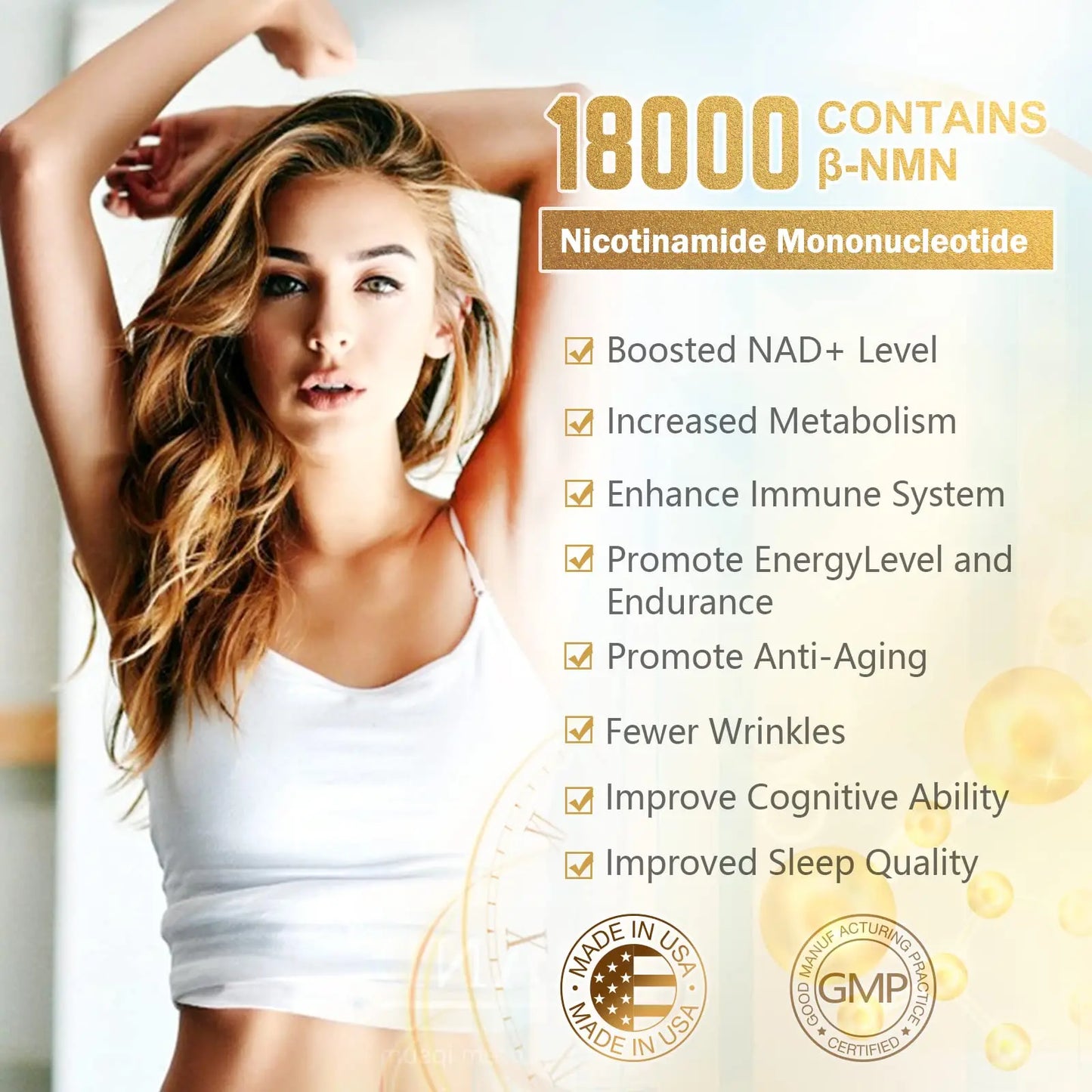 KFG NMN 18000 - NMN Nicotinamide Mononucleotide Supplement with Resveratrol, Stabilized Form & 99% High Purity to Boost NAD+ Levels for DNA Repair Supplement,for Healthy Aging,60 Capsules KFGBuy Supplements Australia