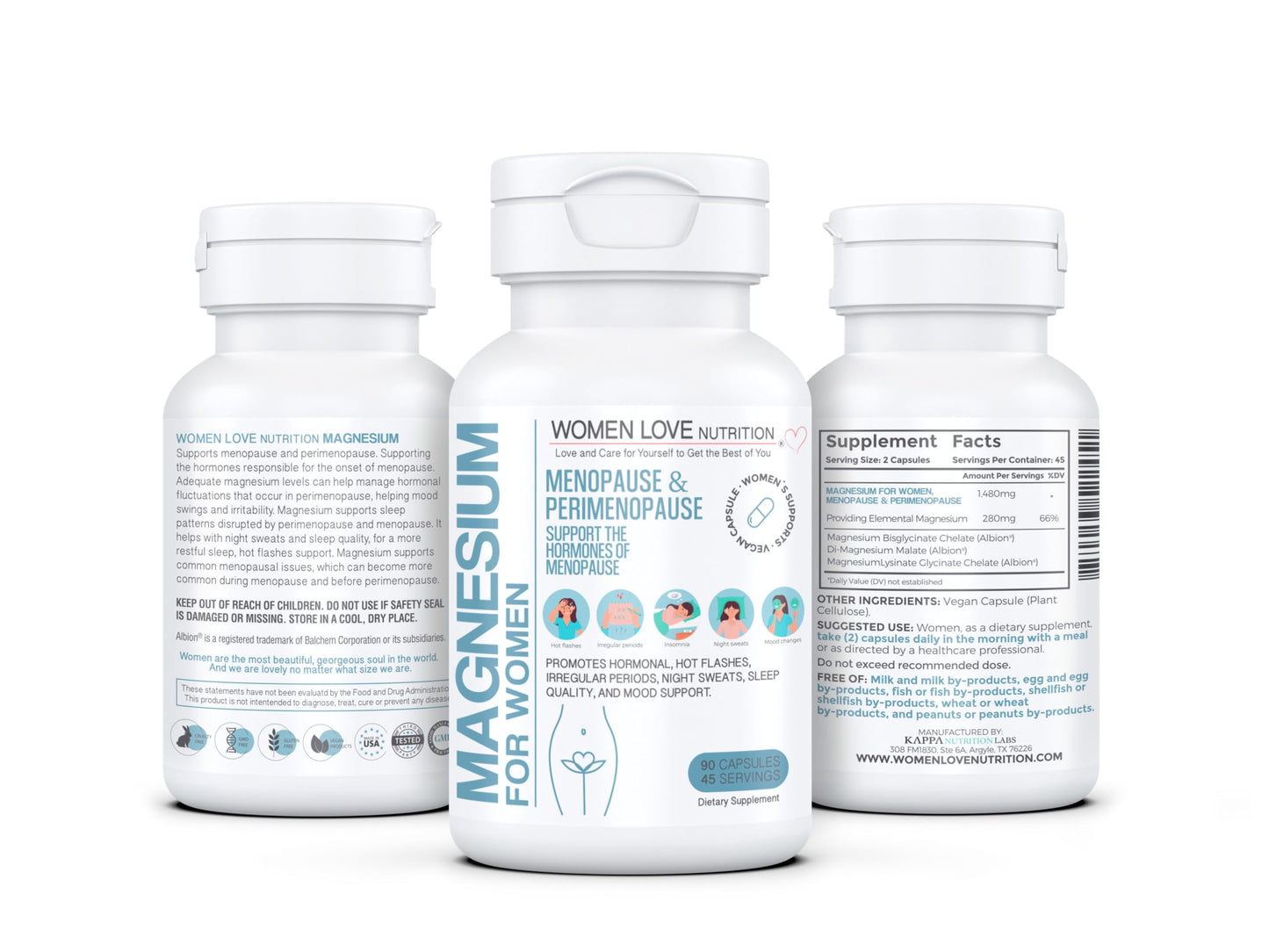 WOMEN LOVE NUTRITION, Magnesium for Women, Menopause & Peromenopause (90 Capsules) WOMEN LOVE NUTRITIONBuy Supplements Australia