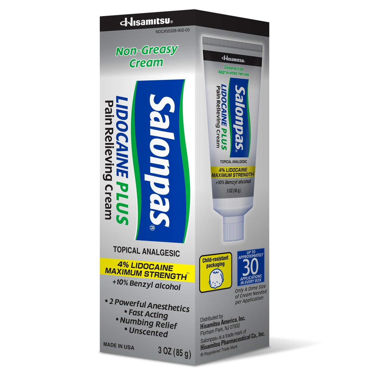 Salonpas Lidocaine Plus Pain Relieving Cream, 3 Ounce Tube SalonpasBuy Supplements Australia