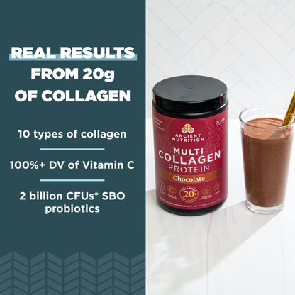 Ancient Nutrition Hydrolyzed Collagen Peptides Powder with Probiotics, Chocolate Multi Collagen Protein for Women and Men with Vitamin C, 40 Servings, Supports Skin and Nails, Gut Health, 16.65oz Ancient NutritionBuy Supplements Australia