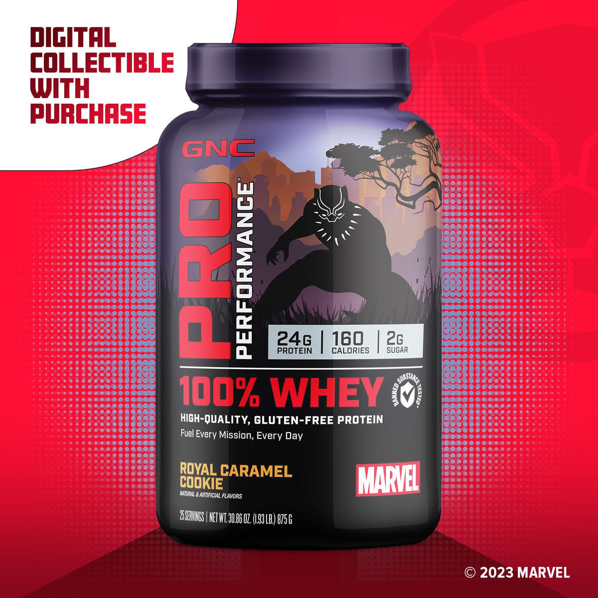 GNC Pro Performance 100% Whey - Marvel: Royal Caramel Cookie - 25 Servings GNCBuy Supplements Australia