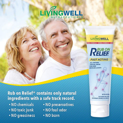RUB ON RELIEF Fast Acting, Natural Joint and Ache Cream for Muscles, Neck, Back RUB ON RELIEFBuy Supplements Australia