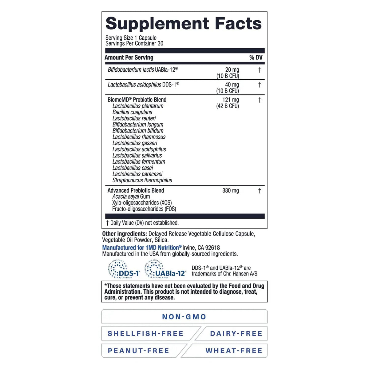 1MD Nutrition BiomeMD Probiotics | 62 Billion CFUs, 15 Comprehensive Strains - Pro & Prebiotics | Doctor-Formulated for Digestive Health & Immune Support | 30 Capsules 1MD NutritionBuy Supplements Australia