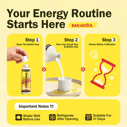 Liposomal NAD+ Liquid Supplement - Designed to Help Support Absorption - Nhanced Cellular Uptake, Helps Support Normal Cellular Health, Supports Cellular Energy Metabolism and Vitality - Lemon Flavor BAKAKOULBuy Supplements Australia