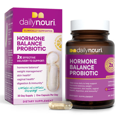 Daily Nouri Hormone Balance Probiotics for Women | Hormonal Balance Support | Vaginal pH + Gut Health | 7 Clinically Studied Strains + Omega | 30-Day Supply Daily NouriBuy Supplements Australia