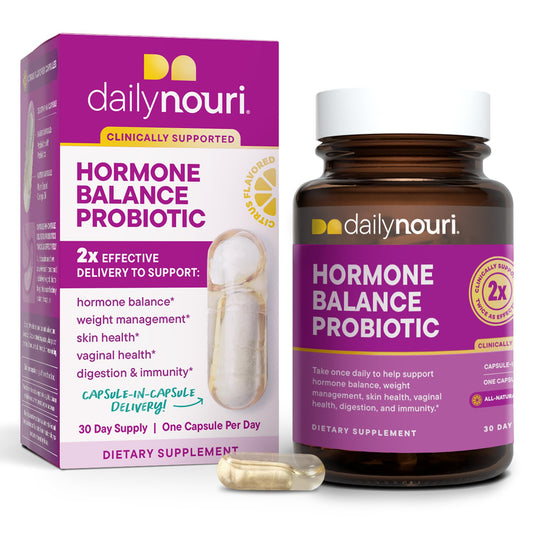 Daily Nouri Hormone Balance Probiotics for Women | Hormonal Balance Support | Vaginal pH + Gut Health | 7 Clinically Studied Strains + Omega | 30-Day Supply Daily NouriBuy Supplements Australia