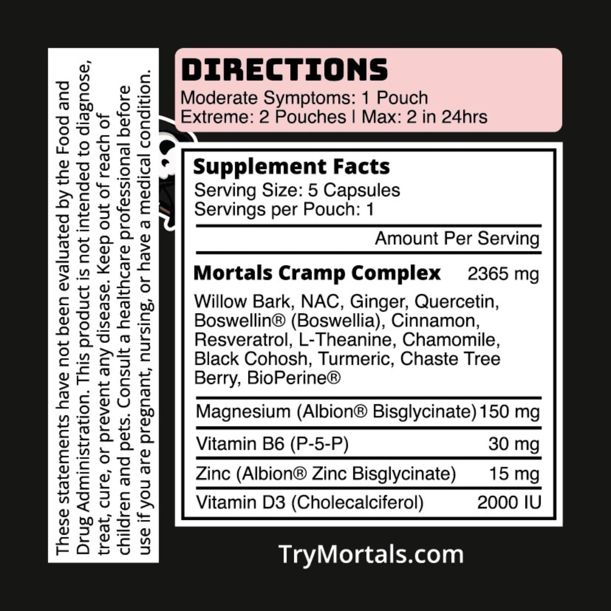 Mortals Cramp Crusher, Supports Bloating Relief for Women, Chasteberry, Magnesium Bisglycinate, Vitamin B6, Black Cohosh, Women's Hormone Balance Supplement, PMS Relief, (50 Capsules) MortalsBuy Supplements Australia