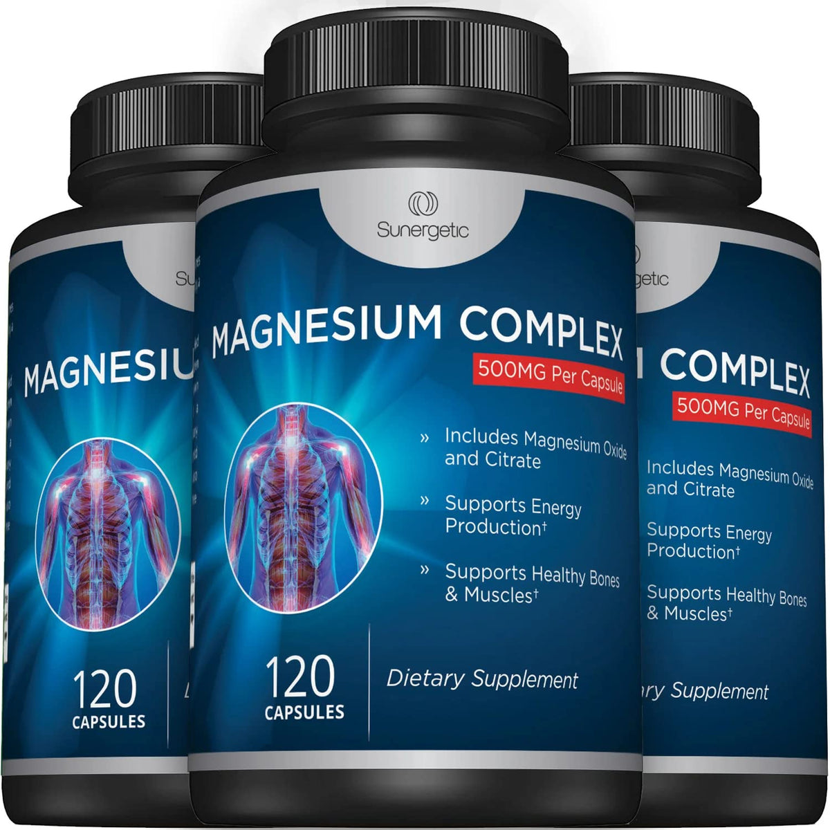 Premium Magnesium Citrate Capsules – Powerful 500mg Magnesium Oxide & Citrate Supplement – Helps Support Healthy Bones, Muscles, Teeth, Energy & Relaxation – 120 Vegetable Capsules SunergeticBuy Supplements Australia