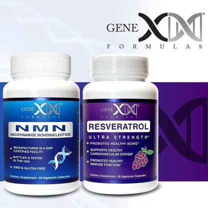 Genex Formulas NMN and Resveratrol Dynamic Duo Supplements | 250mg NAD+ Precursor and Ultra Strength 1500mg Resveratrol w/BioPerine, for Healthy Aging Support Genex FormulasBuy Supplements Australia