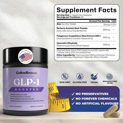 ColonBroom GLP-1 Weight Management Supplement for Women & Men - GLP1 Supports Gut Health, Metabolic Wellness & Appetite Regulation - Vegan, Gluten-Free Diet Capsules | 180 Count (New Formula) ColonBroomBuy Supplements Australia