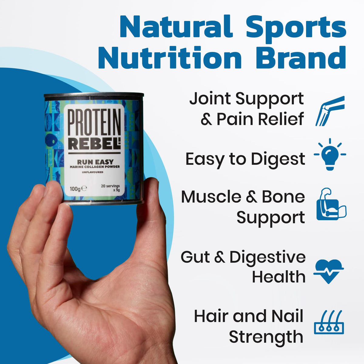 Protein Rebel - Run Easy Marine Collagen Powder for Running, Joint Support - Unflavoured Powder Collagen Protein RebelBuy Supplements Australia