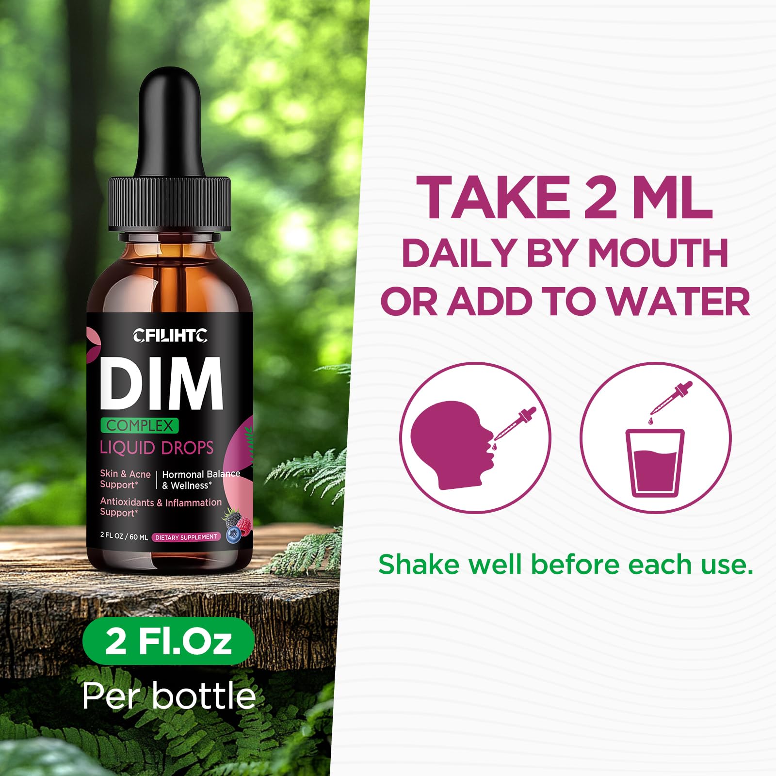 DIM Liquid Drops Supplement Women – Hormone Harmony for Women & Acne Supplements with Multivitamins, Inositol, Sulforaphane - Hormone Balance, Clear Skin & Mood Support, Mixed Berry Flavor 2 Fl Oz CFILIHTCBuy Supplements Australia