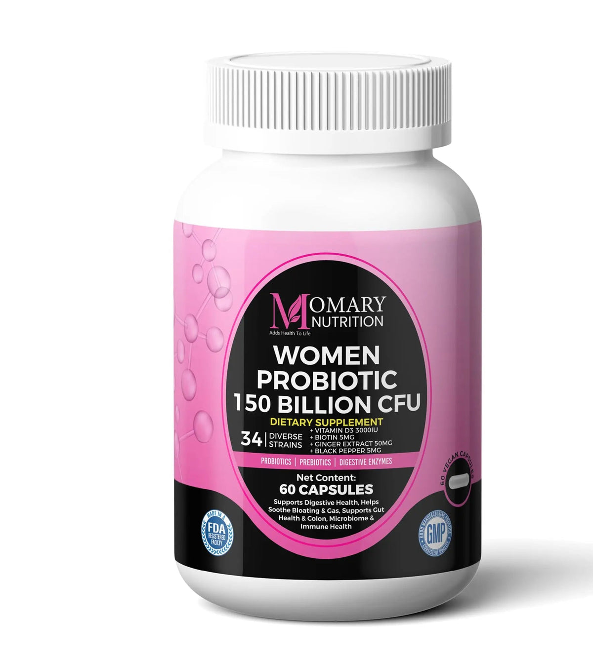 9-in-1 Bio Cultures Complex for Women – 150 Billion CFU Probiotics with 34 Diverse Strains, Organic Prebiotics, Postbiotics, Digestive Enzymes & Biotin – Supports Digestive Balance & Gut Microbiome MOMARY NUTRITIONBuy Supplements Australia