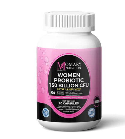 9-in-1 Bio Cultures Complex for Women – 150 Billion CFU Probiotics with 34 Diverse Strains, Organic Prebiotics, Postbiotics, Digestive Enzymes & Biotin – Supports Digestive Balance & Gut Microbiome MOMARY NUTRITIONBuy Supplements Australia