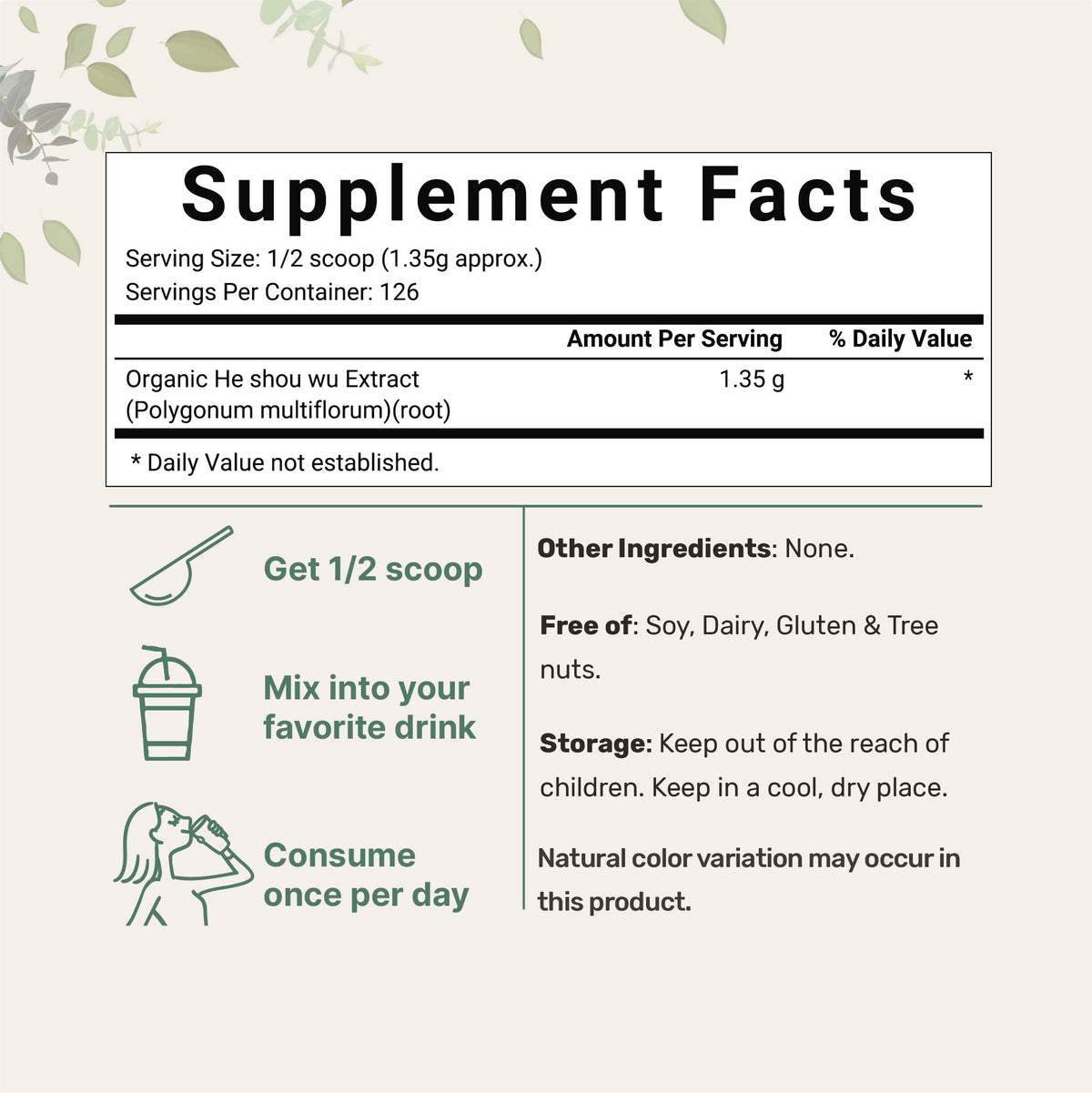 Organic He Shou Wu, Pure Fo Ti Extract Powder, 6 Ounce, Prepared Foti Steaming Micro IngredientsBuy Supplements Australia